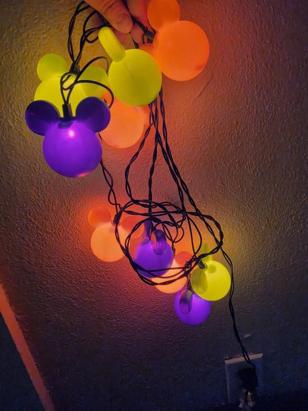 Disney Mickey Mouse Icon String Light Halloween Garland Retired Discontinued Vtg